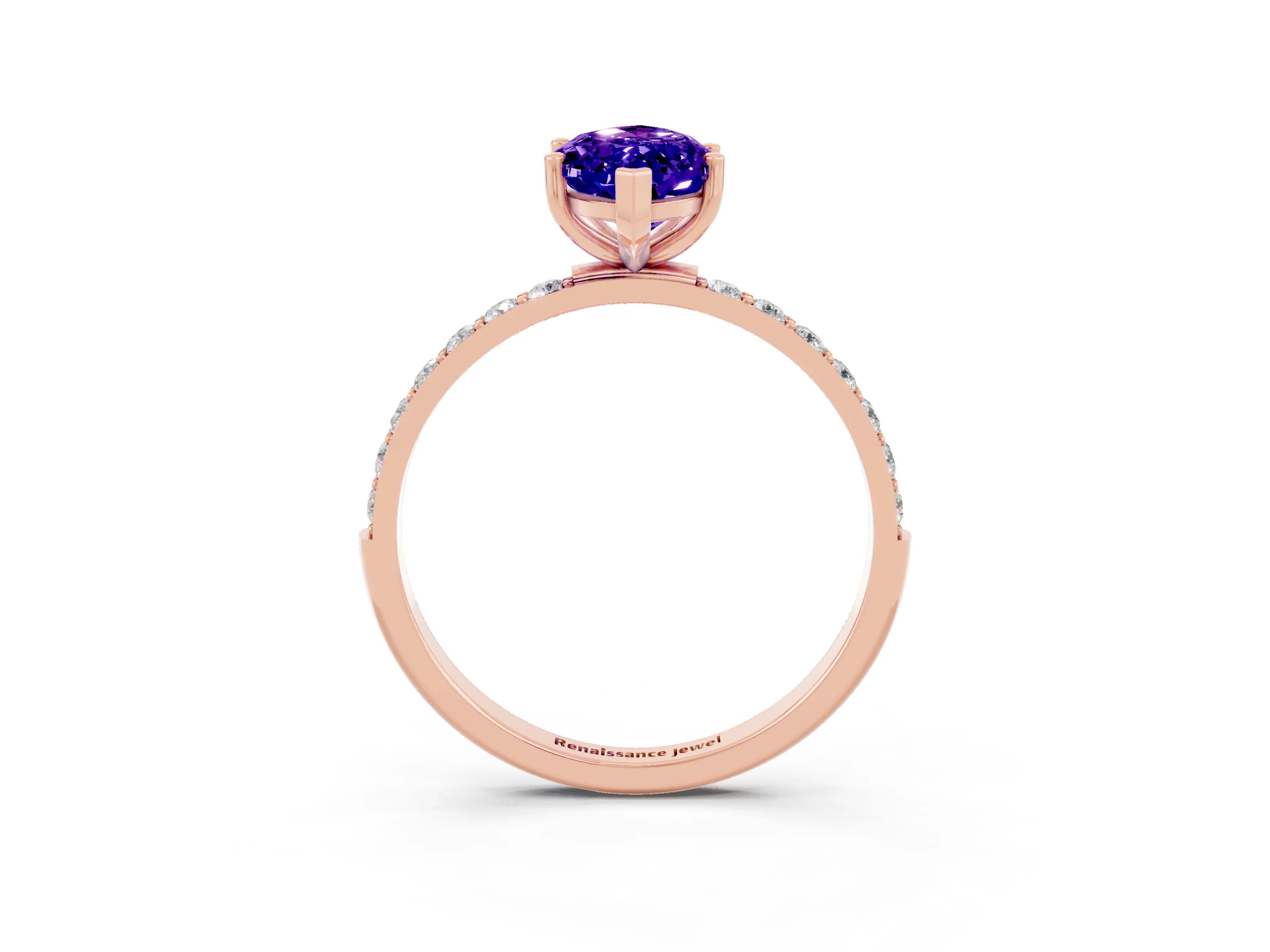 Rose gold Marquise Cut Diamond Pavé Band with Six-Prong Setting_3