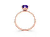 Rose gold Marquise Cut Diamond Pavé Band with Six-Prong Setting_3