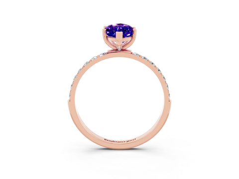 Rose gold Marquise Cut Diamond Pavé Band with Six-Prong Setting_3