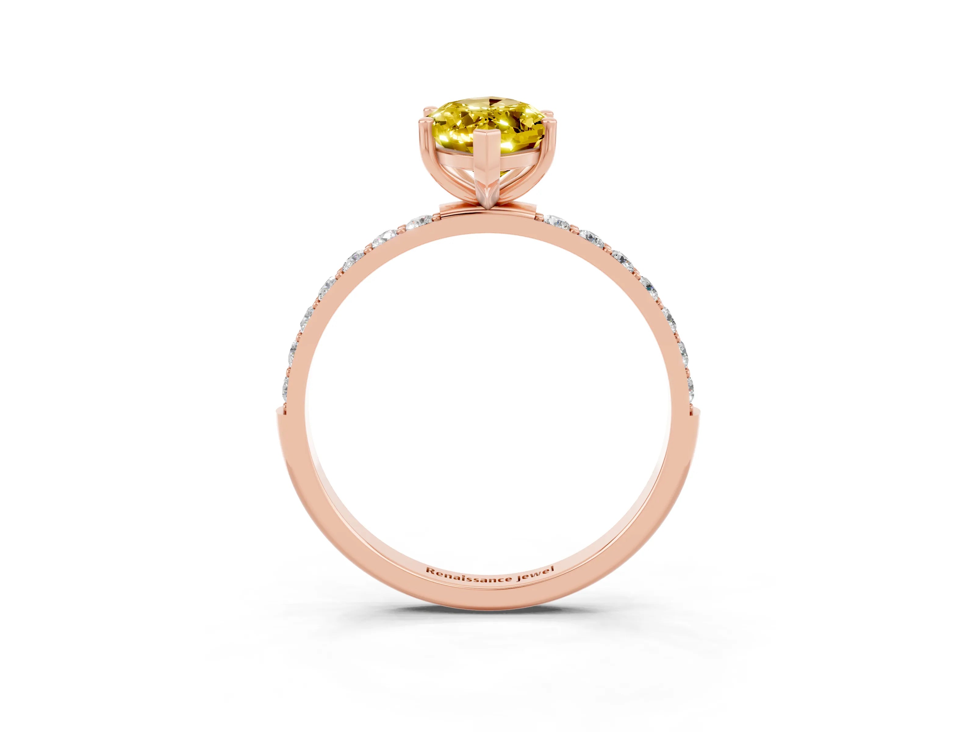 Rose gold Marquise Cut Diamond Pavé Band with Six-Prong Setting_3