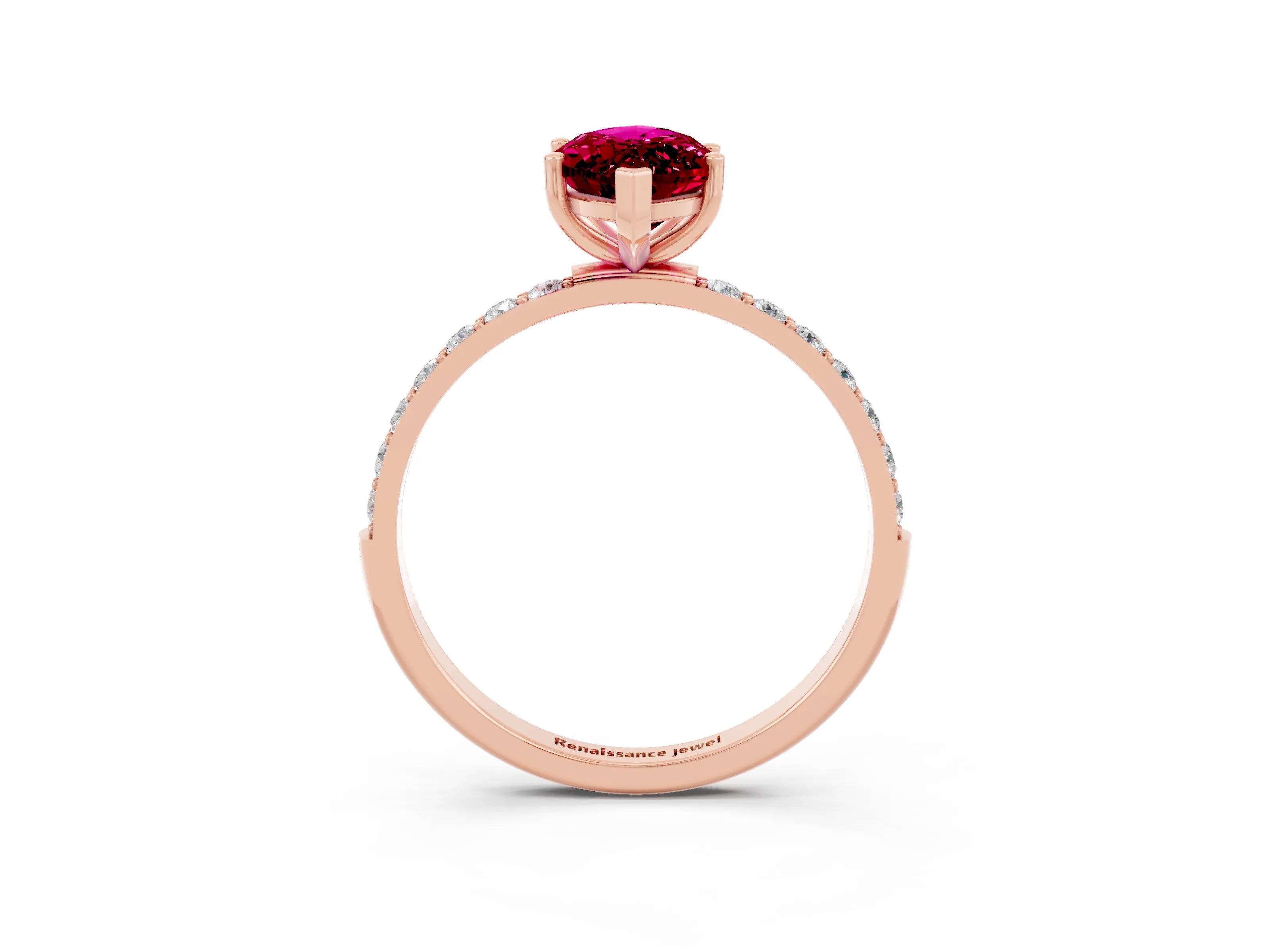 Rose gold Marquise Cut Diamond Pavé Band with Six-Prong Setting_3