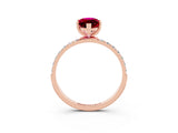 Rose gold Marquise Cut Diamond Pavé Band with Six-Prong Setting_3