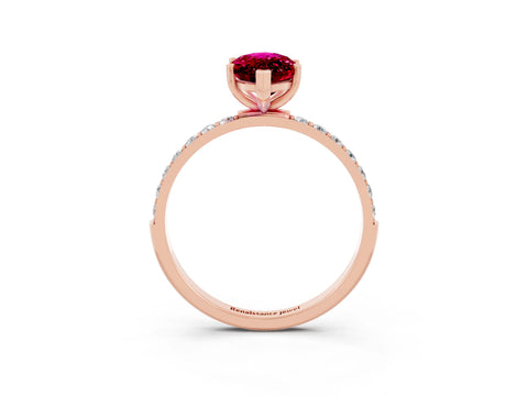 Rose gold Marquise Cut Diamond Pavé Band with Six-Prong Setting_3