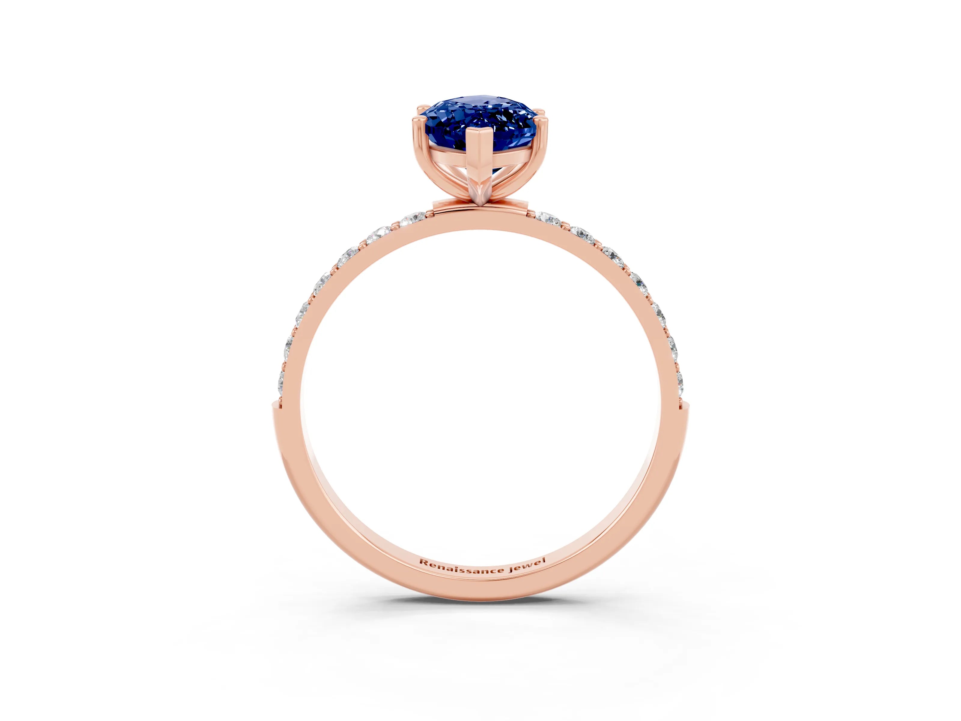 Rose gold Marquise Cut Diamond Pavé Band with Six-Prong Setting_3