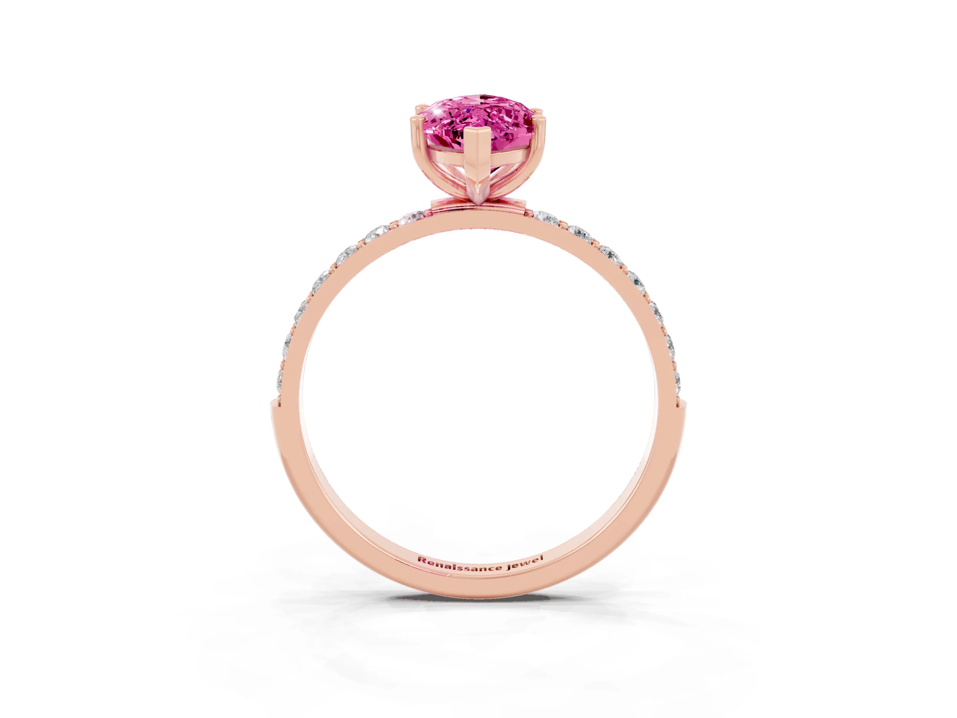 Rose gold Marquise Cut Diamond Pavé Band with Six-Prong Setting_3