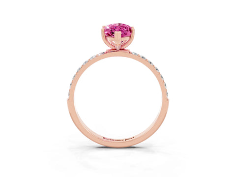 Rose gold Marquise Cut Diamond Pavé Band with Six-Prong Setting_3