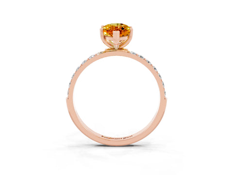 Rose gold Marquise Cut Diamond Pavé Band with Six-Prong Setting_3