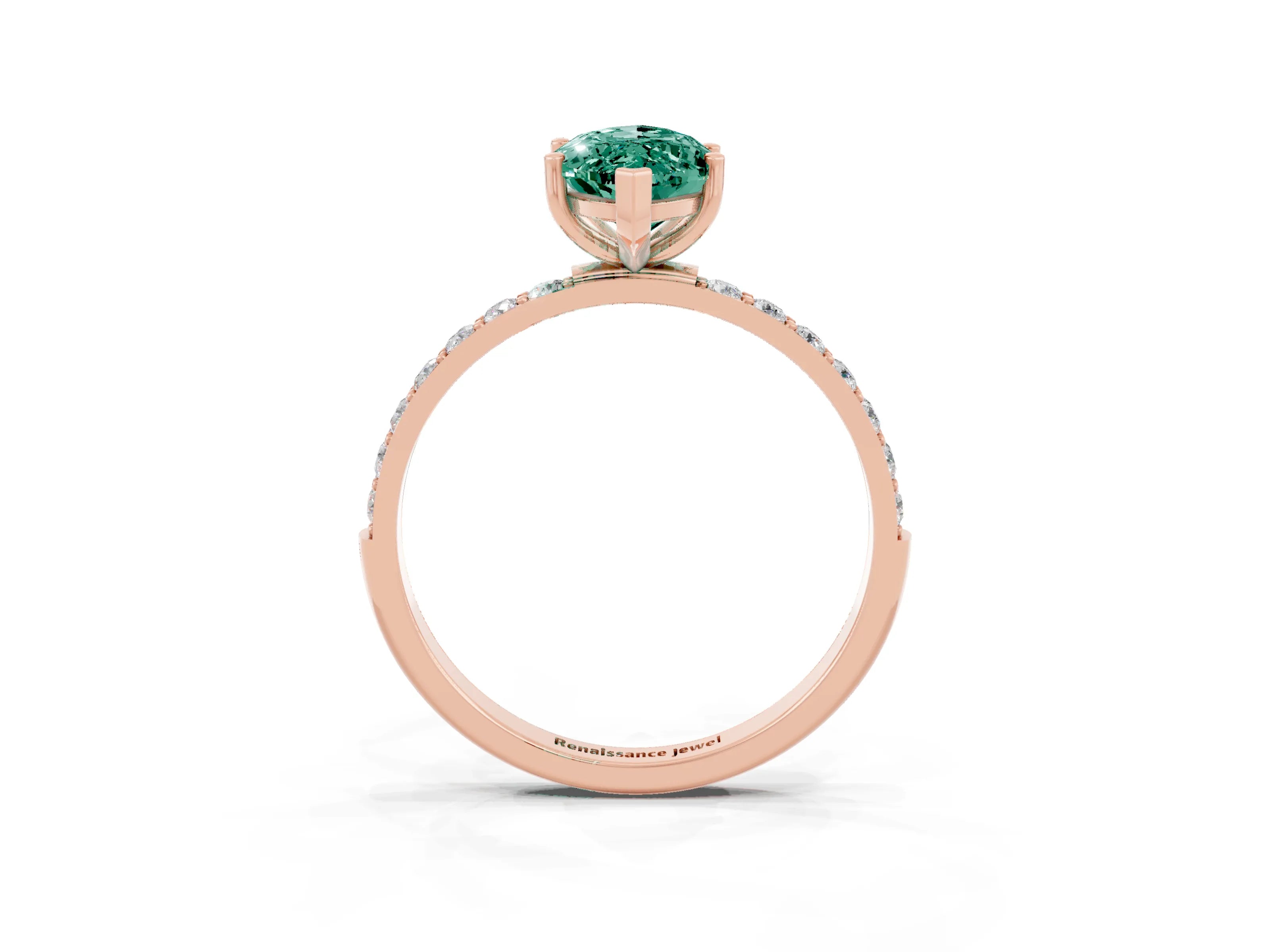 Rose gold Marquise Cut Diamond Pavé Band with Six-Prong Setting_3
