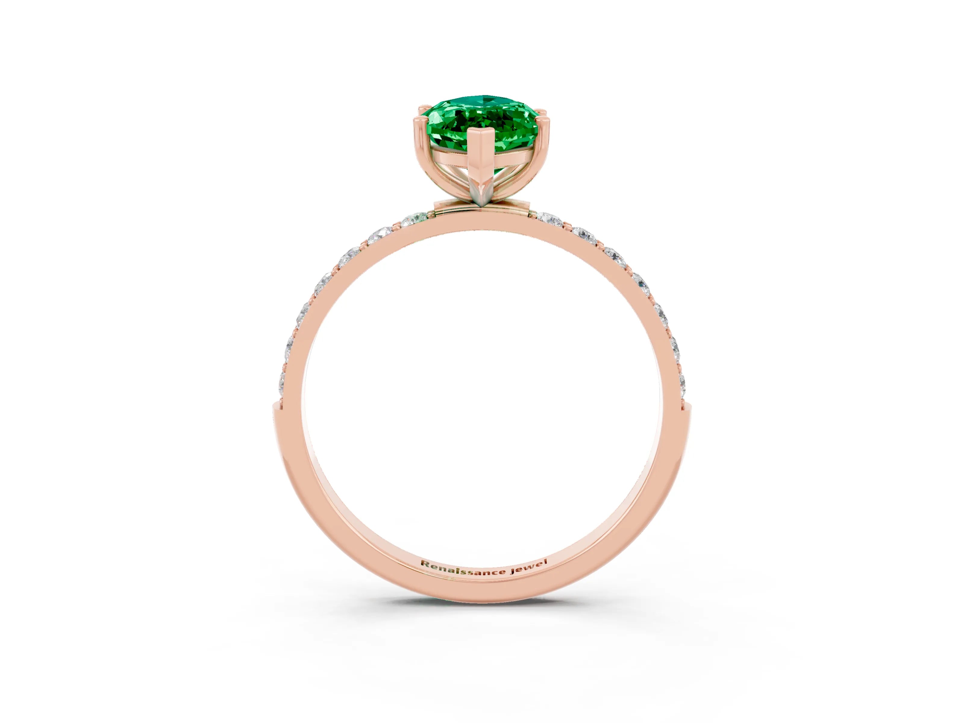 Rose gold Marquise Cut Diamond Pavé Band with Six-Prong Setting_3