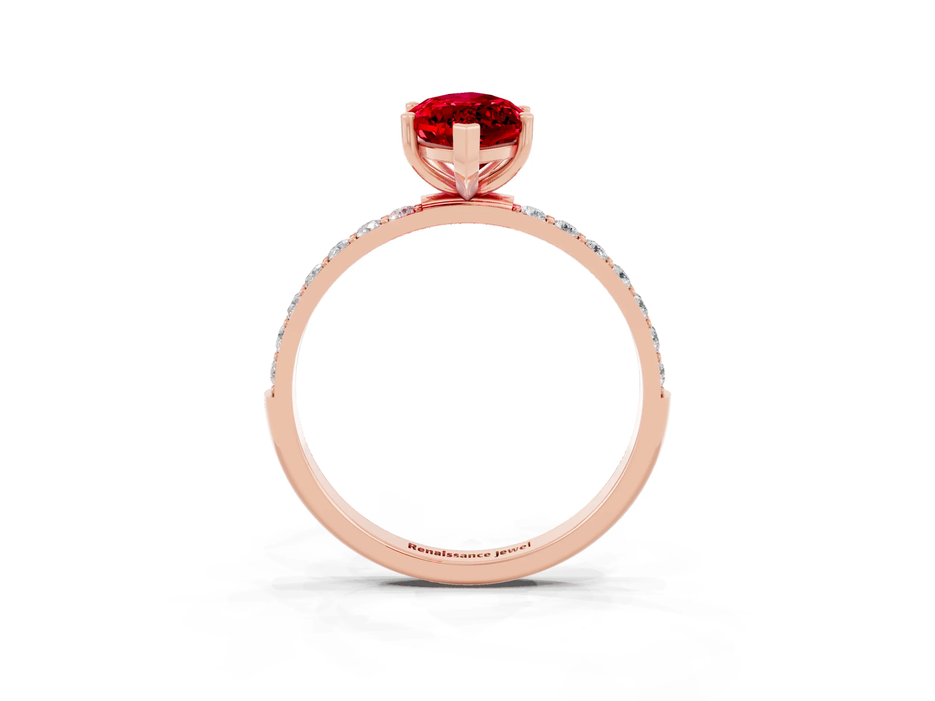 Rose gold Marquise Cut Diamond Pavé Band with Six-Prong Setting_3
