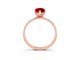 Rose gold Marquise Cut Diamond Pavé Band with Six-Prong Setting_3