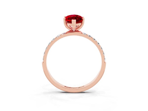Rose gold Marquise Cut Diamond Pavé Band with Six-Prong Setting