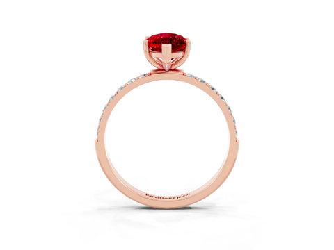 Rose gold Marquise Cut Diamond Pavé Band with Six-Prong Setting_3
