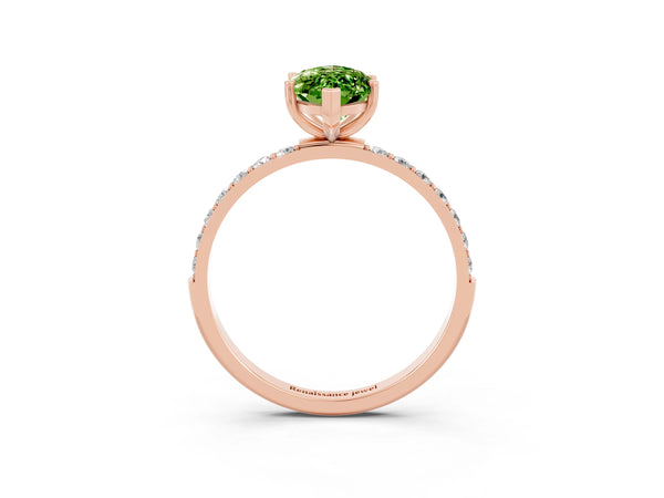 Rose gold Marquise Cut Diamond Pavé Band with Six-Prong Setting