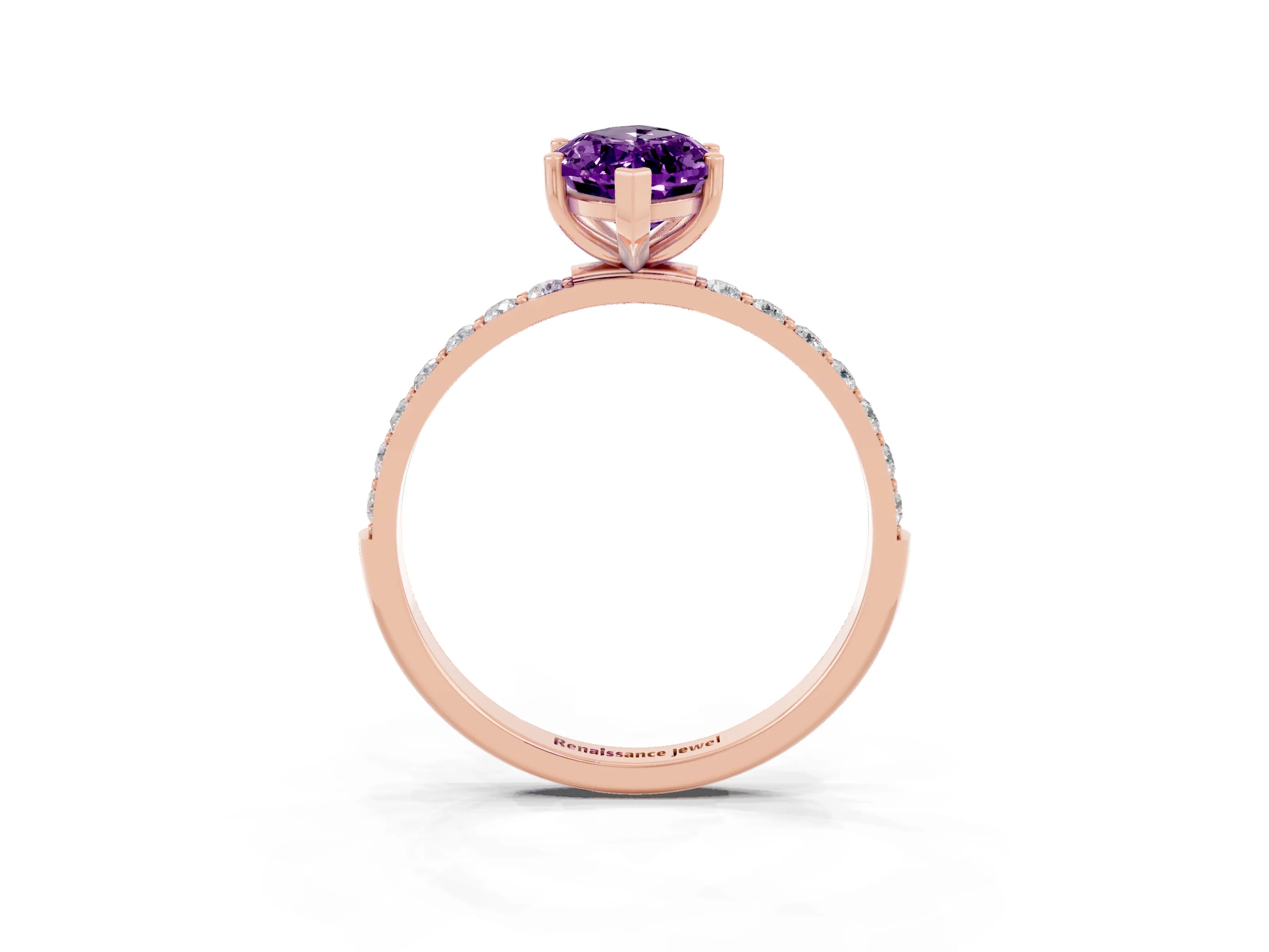 Rose gold Marquise Cut Diamond Pavé Band with Six-Prong Setting_3