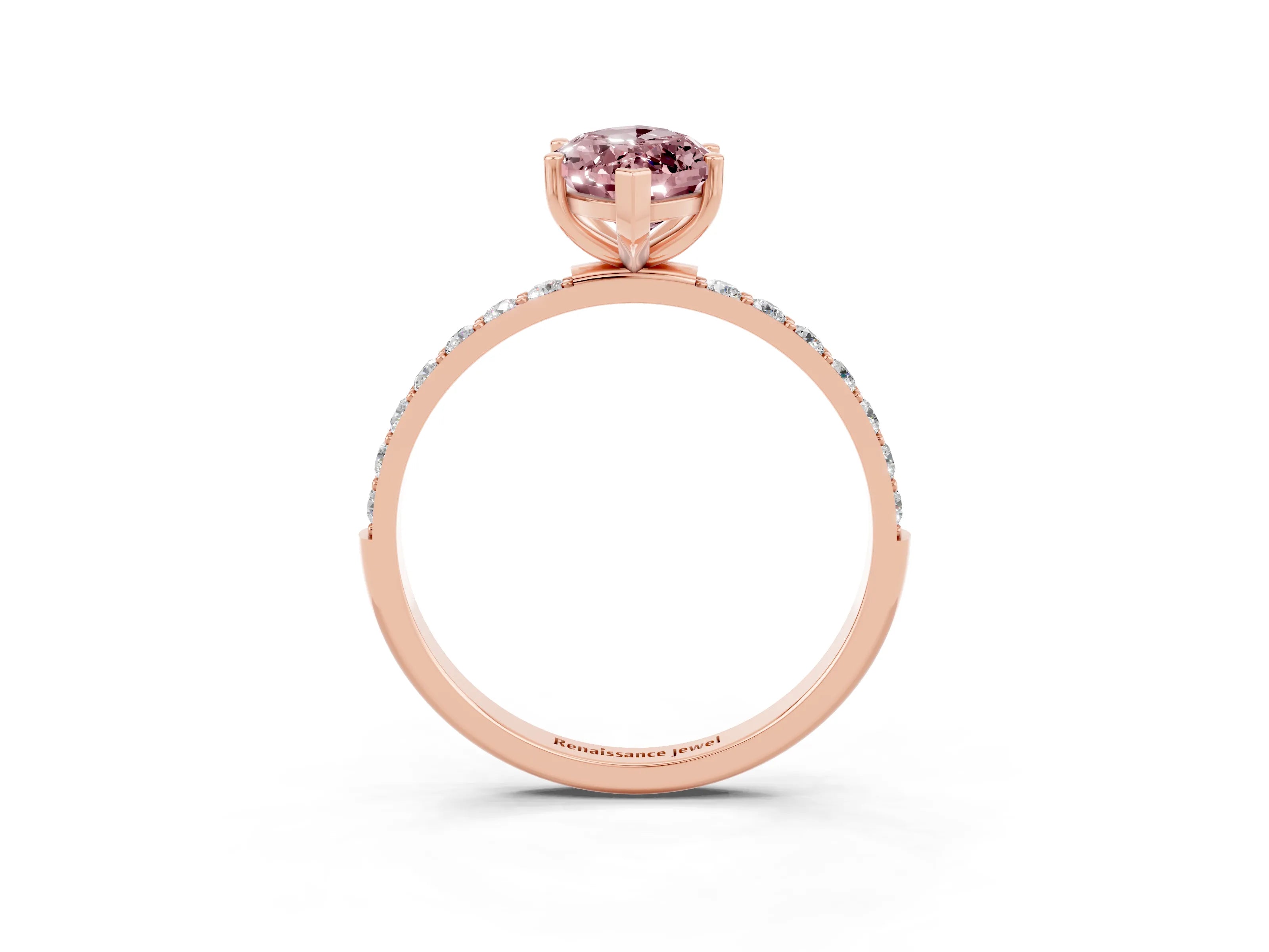 Rose gold Marquise Cut Diamond Pavé Band with Six-Prong Setting_3