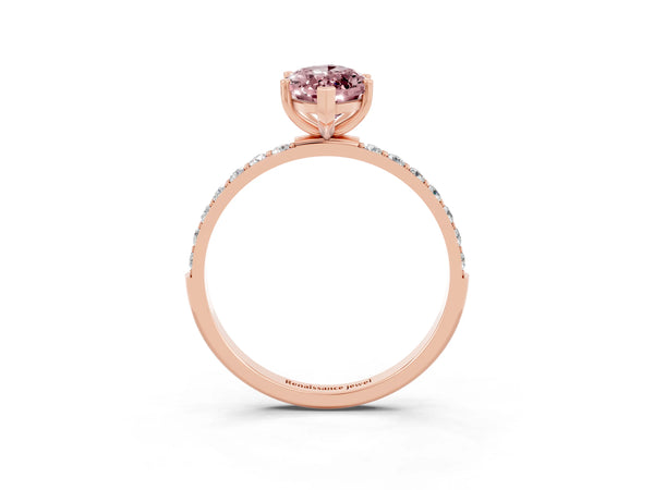 Rose gold Marquise Cut Diamond Pavé Band with Six-Prong Setting