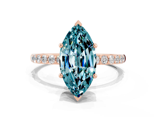 Rose gold Marquise Cut Diamond Pavé Band with Six-Prong Setting
