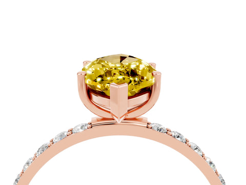 Rose gold Marquise Cut Diamond Pavé Band with Six-Prong Setting_4