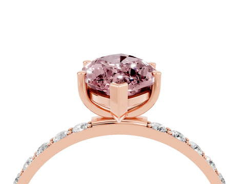Rose gold Marquise Cut Diamond Pavé Band with Six-Prong Setting_4