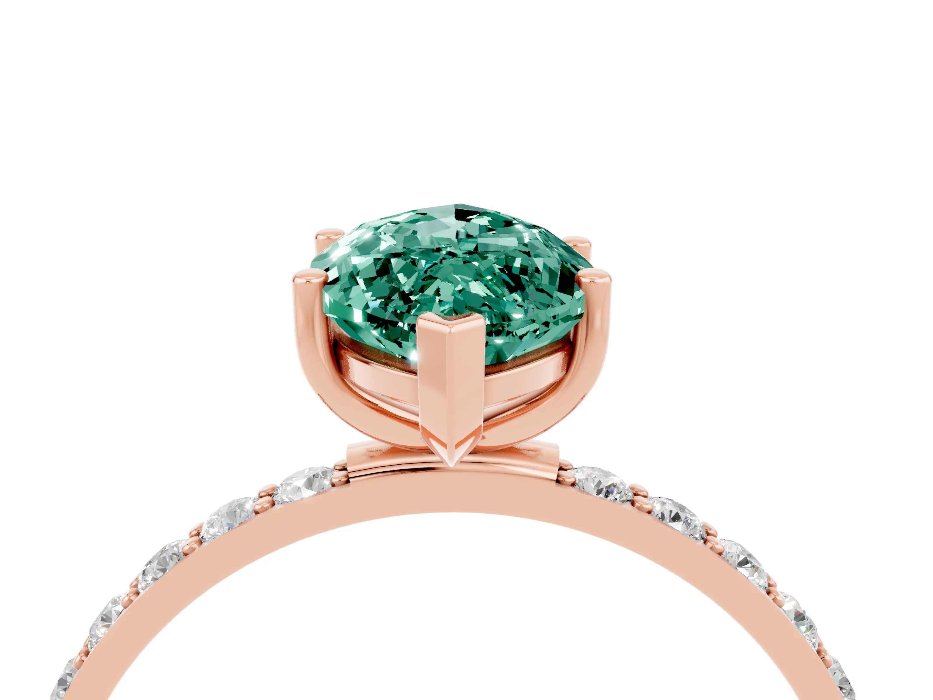Rose gold Marquise Cut Diamond Pavé Band with Six-Prong Setting_4
