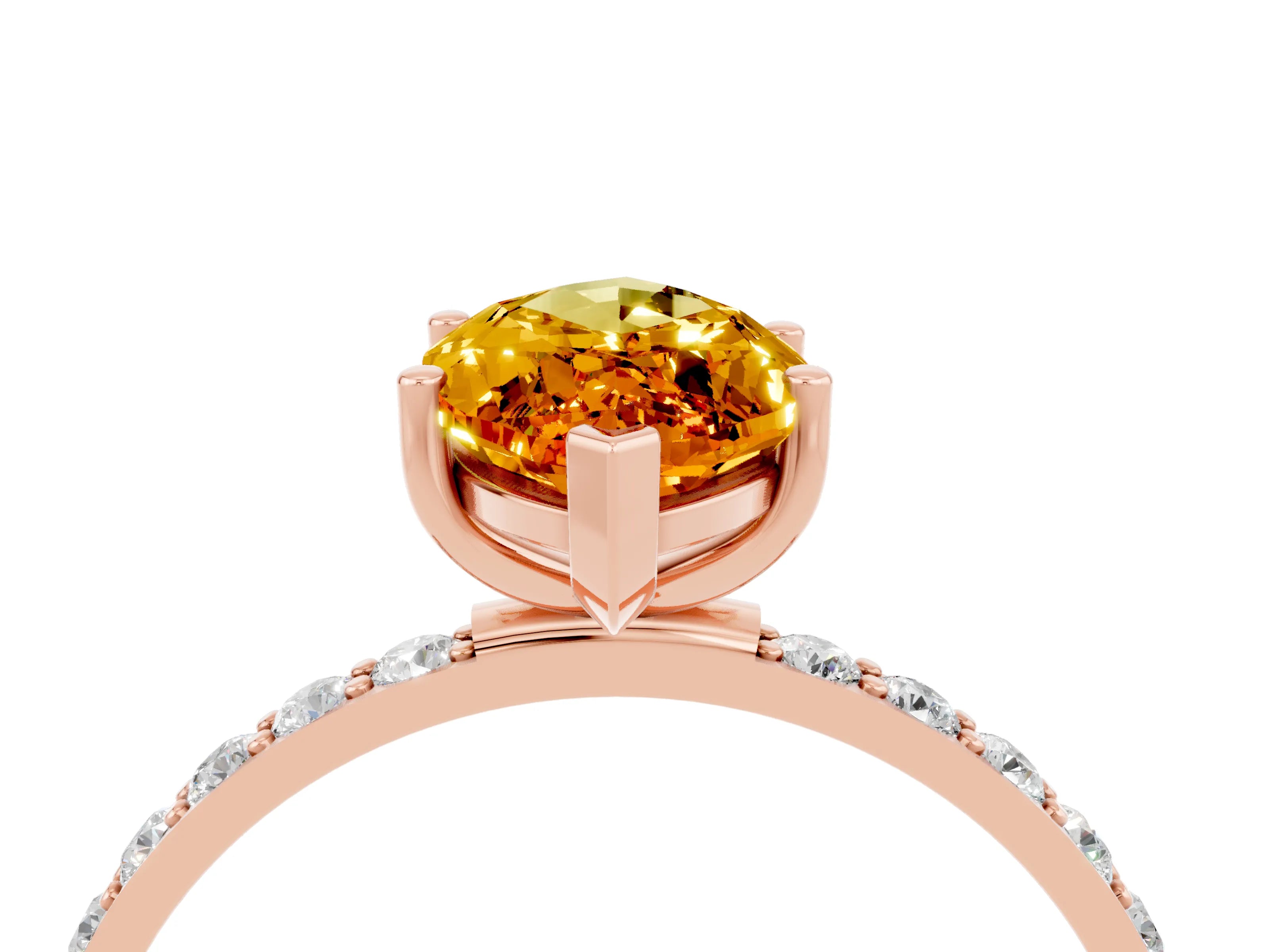 Rose gold Marquise Cut Diamond Pavé Band with Six-Prong Setting_4