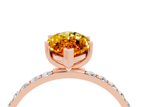 Rose gold Marquise Cut Diamond Pavé Band with Six-Prong Setting_4