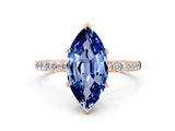Rose gold Marquise Cut Diamond Pavé Band with Six-Prong Setting