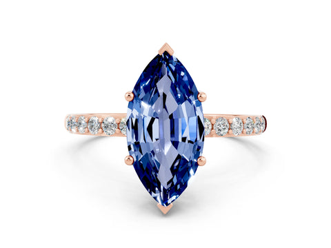 Rose gold Marquise Cut Diamond Pavé Band with Six-Prong Setting