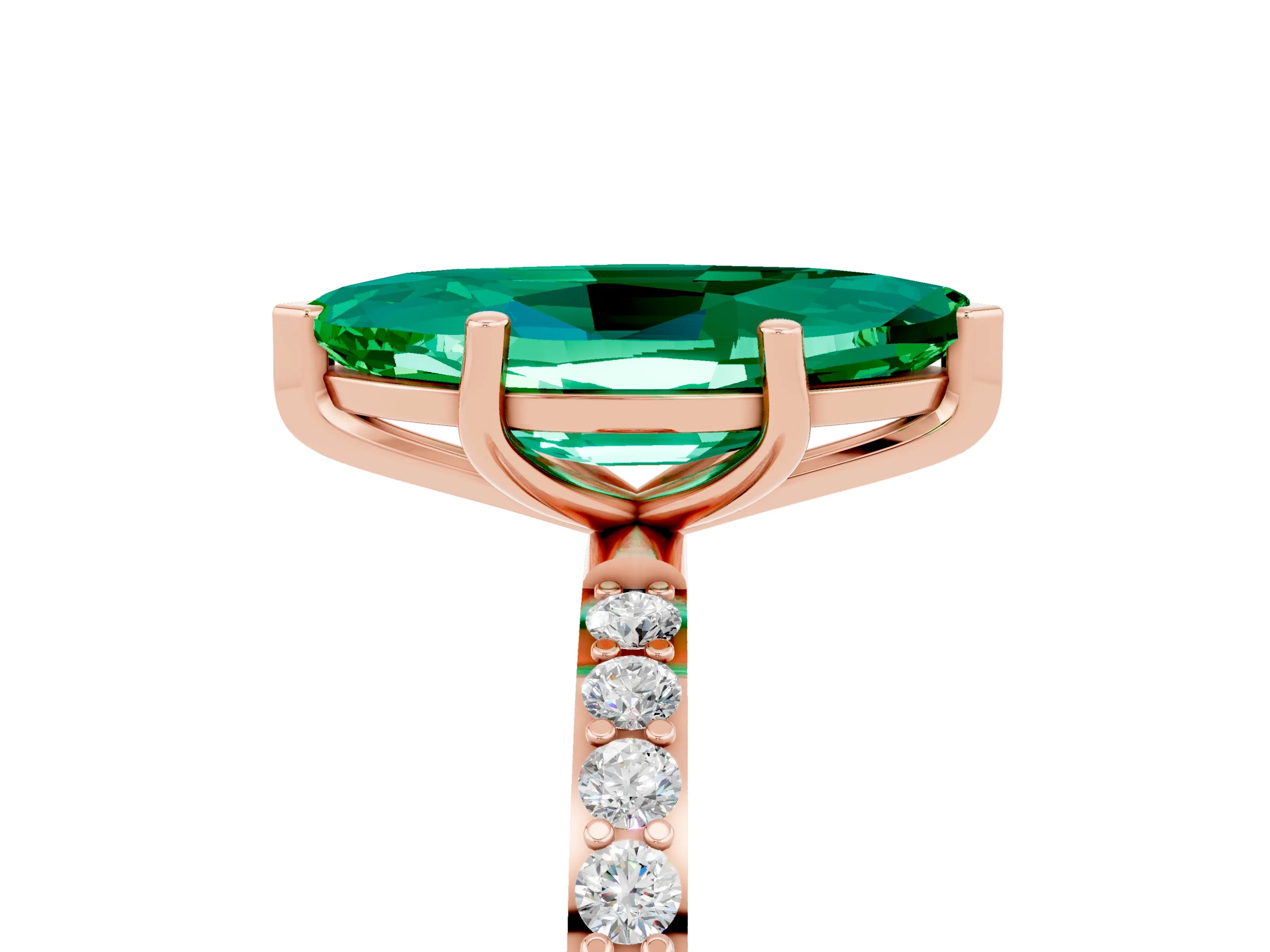 Rose gold Marquise Cut Diamond Pavé Band with Six-Prong Setting_5