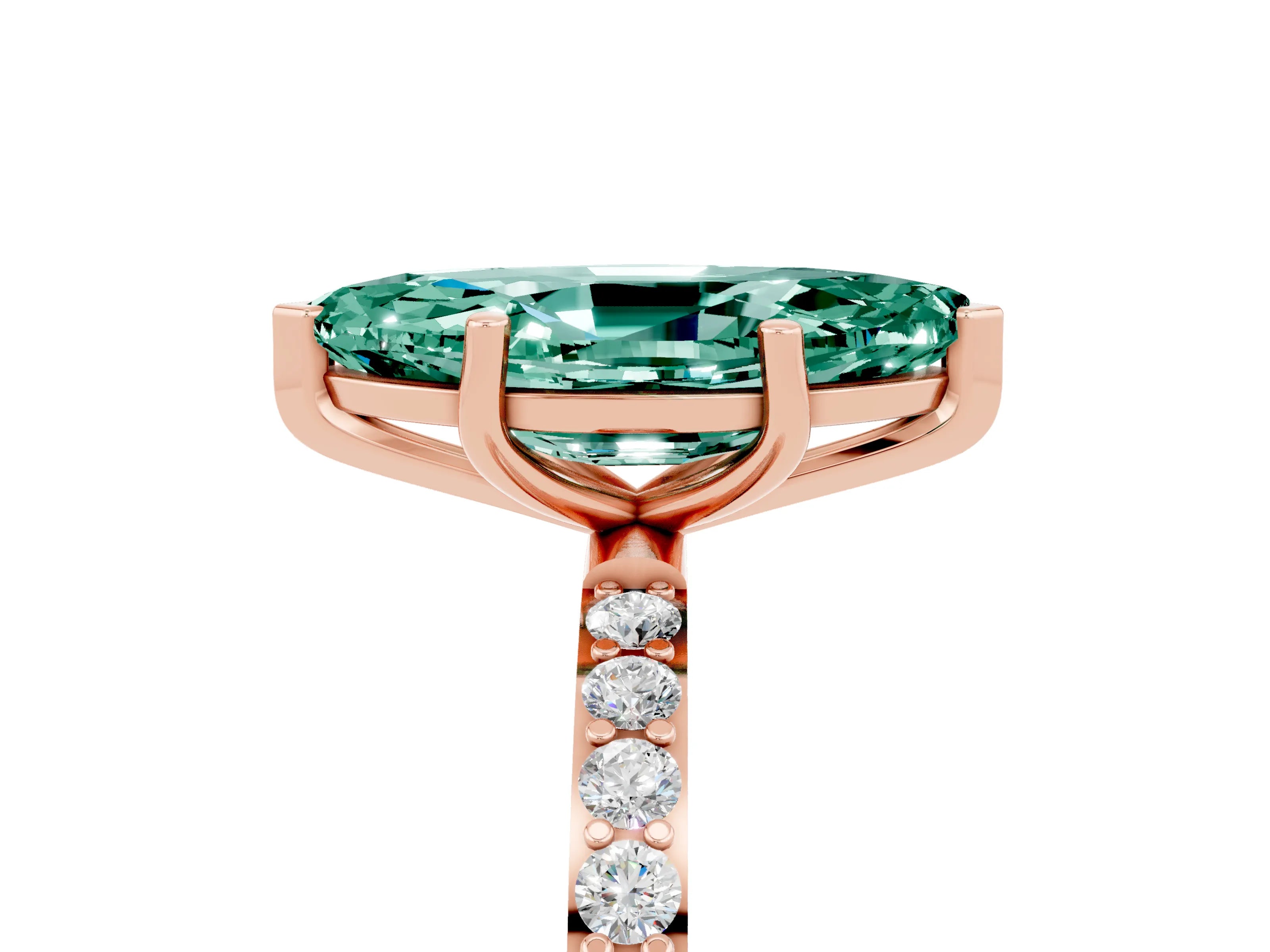 Rose gold Marquise Cut Diamond Pavé Band with Six-Prong Setting_5