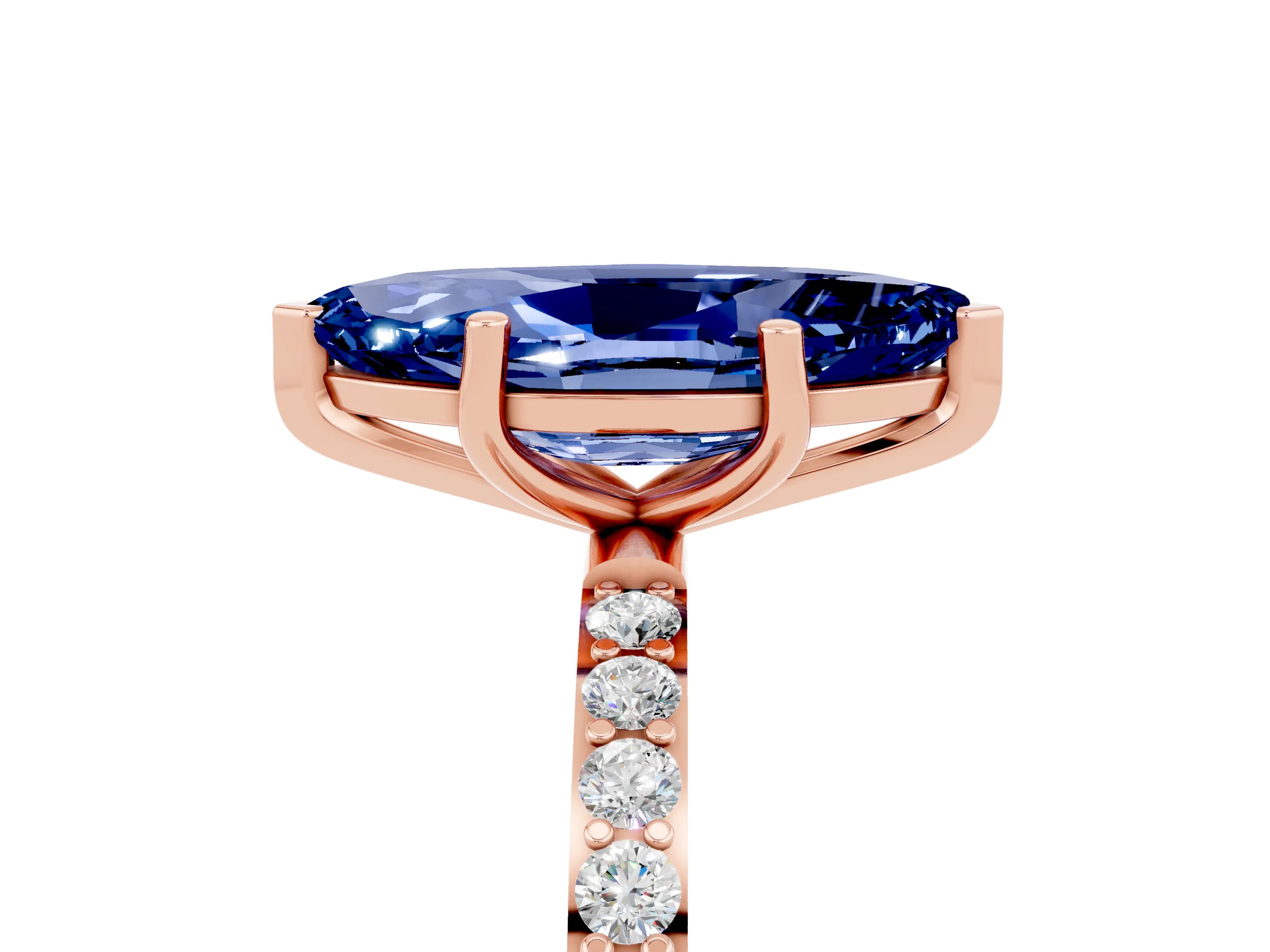 Rose gold Marquise Cut Diamond Pavé Band with Six-Prong Setting_5