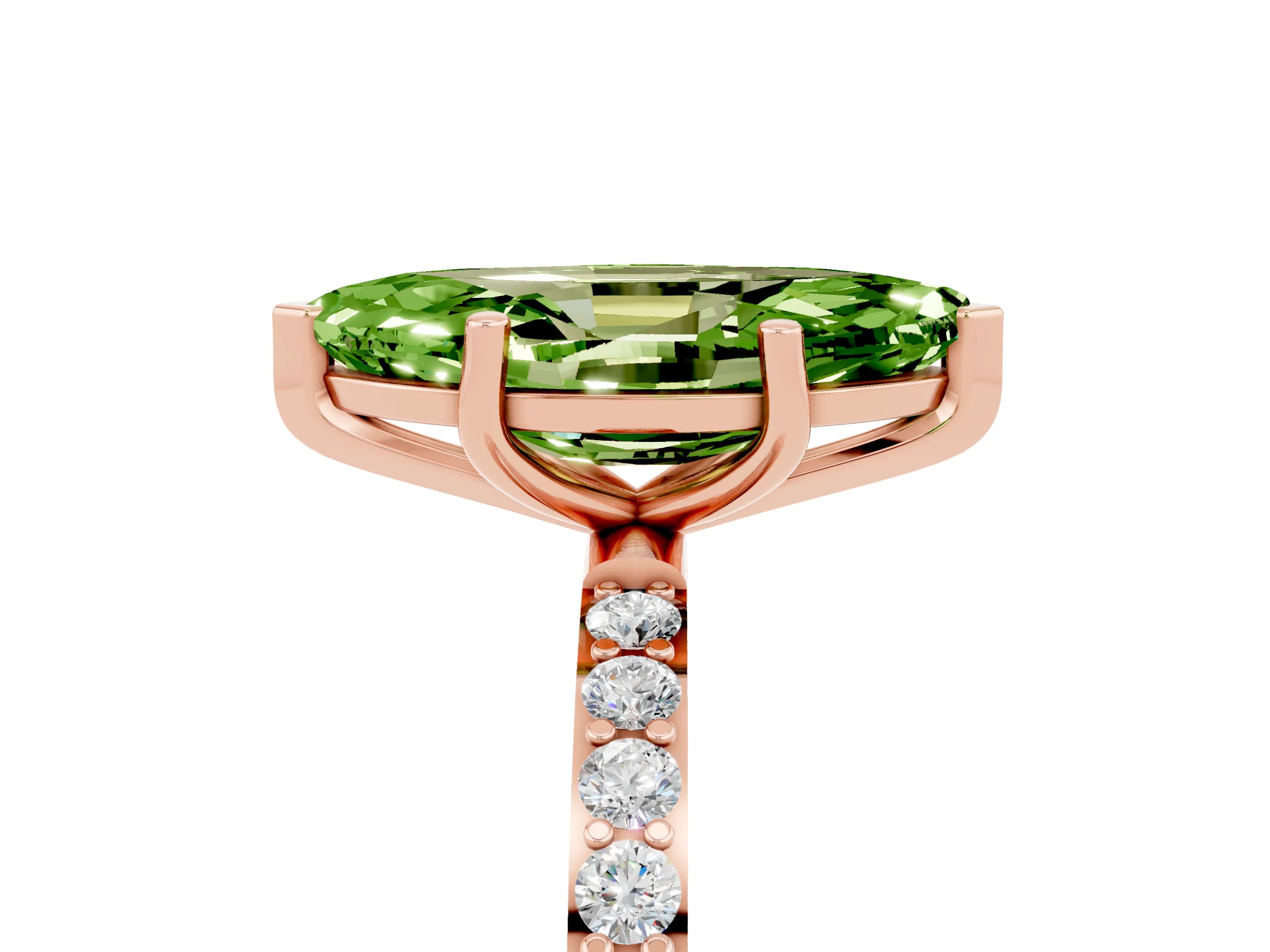 Rose gold Marquise Cut Diamond Pavé Band with Six-Prong Setting_5
