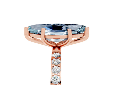 Rose gold Marquise Cut Diamond Pavé Band with Six-Prong Setting_5