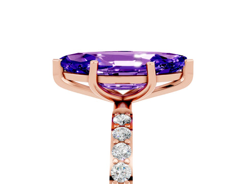 Rose gold Marquise Cut Diamond Pavé Band with Six-Prong Setting_5