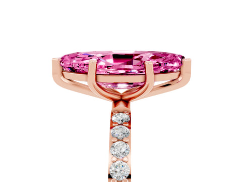 Rose gold Marquise Cut Diamond Pavé Band with Six-Prong Setting_5
