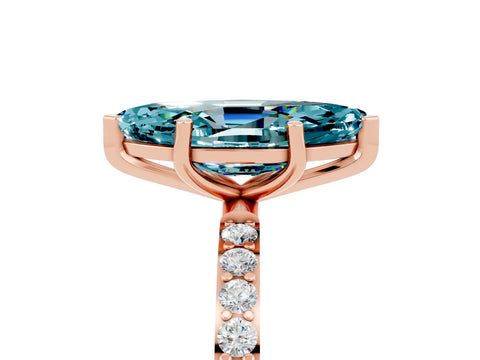 Rose gold Marquise Cut Diamond Pavé Band with Six-Prong Setting_5