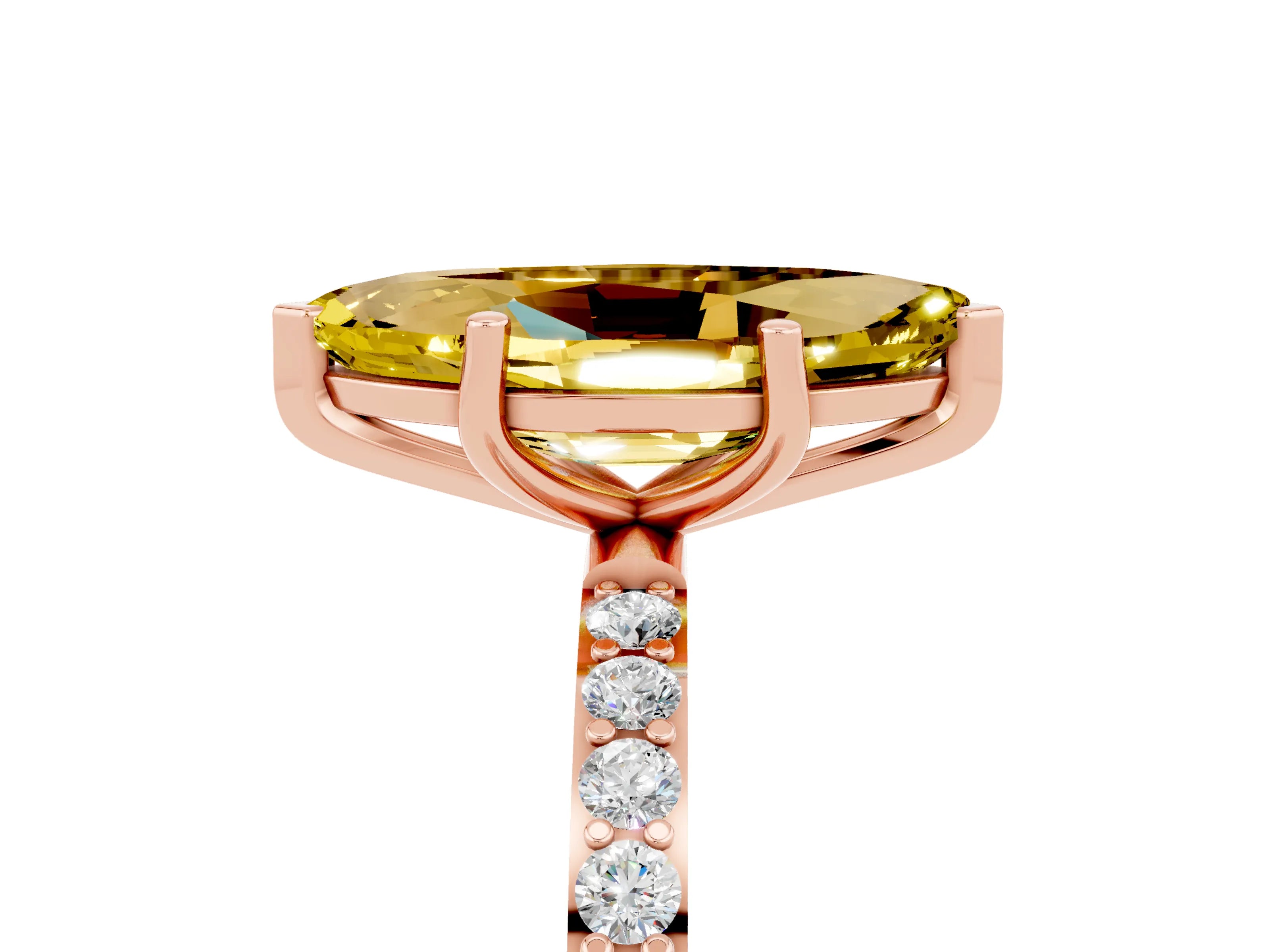 Rose gold Marquise Cut Diamond Pavé Band with Six-Prong Setting_5