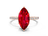 Rose gold Marquise Cut Diamond Pavé Band with Six-Prong Setting