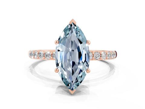 Rose gold Marquise Cut Diamond Pavé Band with Six-Prong Setting