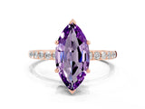 Rose gold Marquise Cut Diamond Pavé Band with Six-Prong Setting