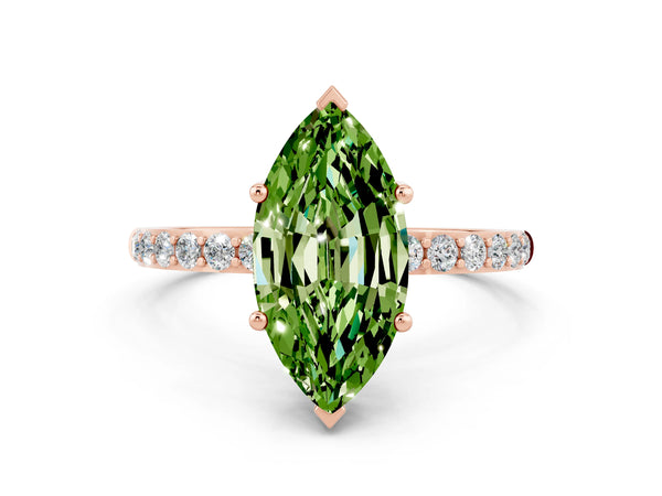Rose gold Marquise Cut Diamond Pavé Band with Six-Prong Setting
