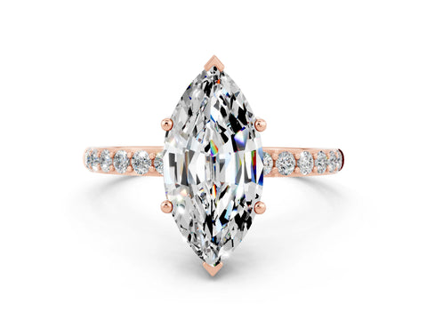 Rose gold Marquise Cut Diamond Pavé Band with Six-Prong Setting
