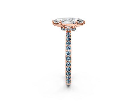 Rose gold Marquise Cut Diamond Pavé Engagement Ring with Round with Aquamarine side stone Accents and Prong Setting_2