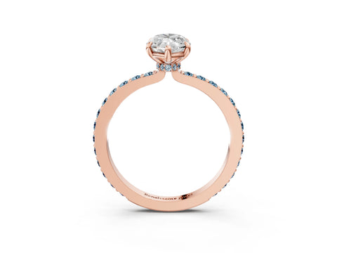 Rose gold Marquise Cut Diamond Pavé Engagement Ring with Round with Aquamarine side stone Accents and Prong Setting_3