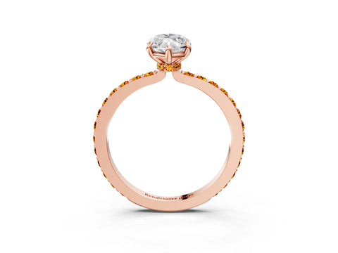 Rose gold Marquise Cut Diamond Pavé Engagement Ring with Round with Citrine side stone Accents and Prong Setting_3