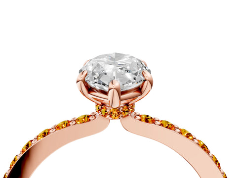 Rose gold Marquise Cut Diamond Pavé Engagement Ring with Round with Citrine side stone Accents and Prong Setting_4