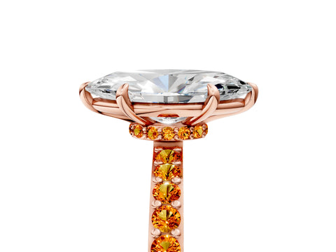 Rose gold Marquise Cut Diamond Pavé Engagement Ring with Round with Citrine side stone Accents and Prong Setting_5