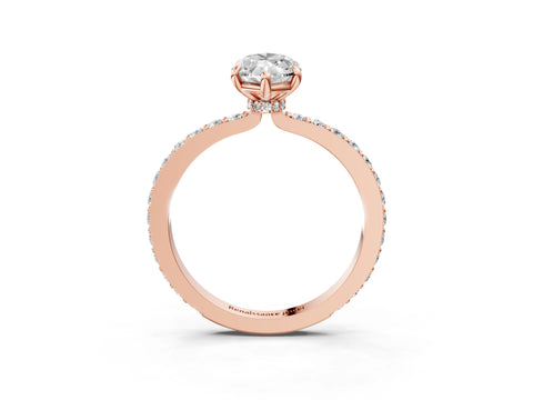 Rose gold Marquise Cut Diamond Pavé Engagement Ring with Round with Moissanite side stone Accents and Prong Setting_3
