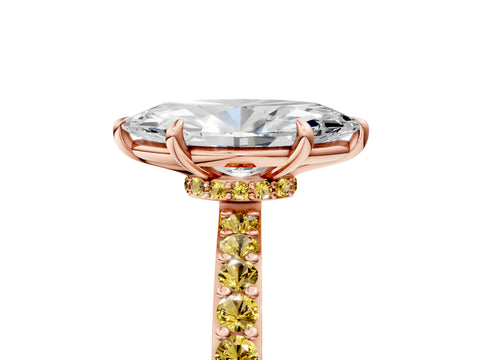 Rose gold Marquise Cut Diamond Pavé Engagement Ring with Round with Yellow Sapphire side stone Accents and Prong Setting_5
